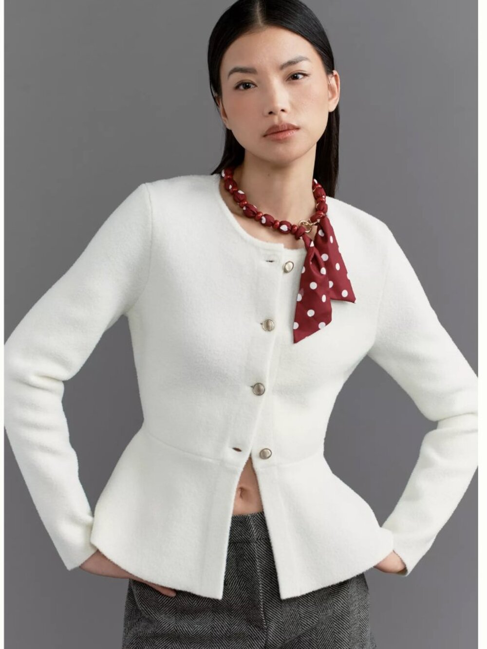 Sculpted Knit Collarless Blazer